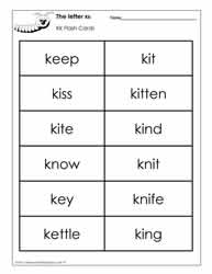 Word Wall Words for the Letter K